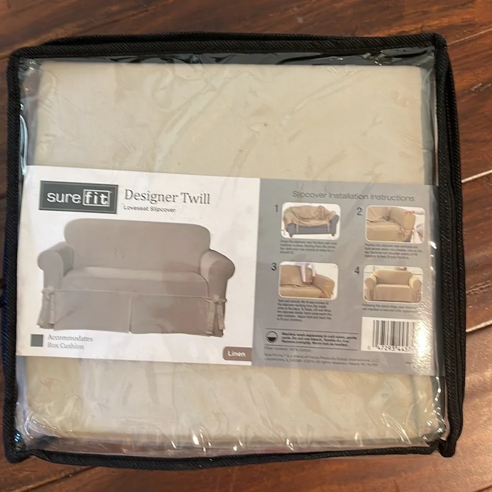 COPY - Surefit designer twill loveseat slipcover Linen color